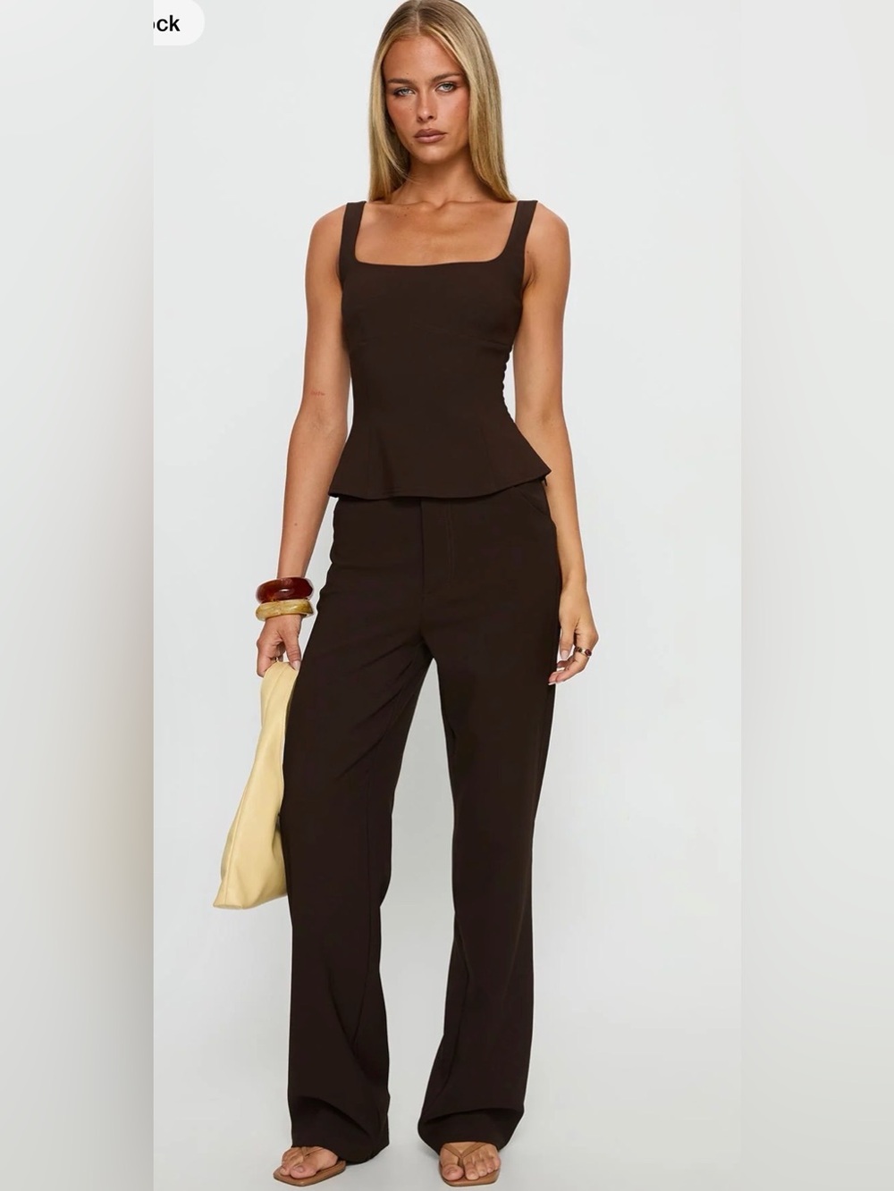NWT Princess Polly Deep Brown High-Rise Straight Leg Trousers-12
